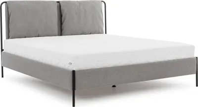 Immagine prodotto di Letto moderno per camera da letto Letto matrimoniale grigio Struttura in metallo Letti in tessuto