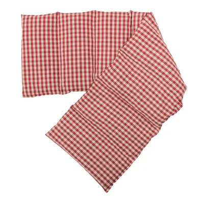 Produktbild von Traubenkernkissen XXL 8-Kammer, 75x20cm - Bio Stoff rot-weiß - Wärmekissen Körnerkissen