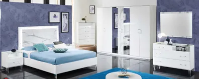 Produktbild von Schlafzimmer-Set Christa 7-Teilig in Weiß/Marmoroptik 6-Türig