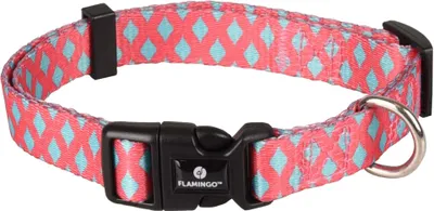 Zdjęcie produktu dla Obroża Flamingo Sue, różowo-zielona, wymiary: 30–45 cm / 15 mm