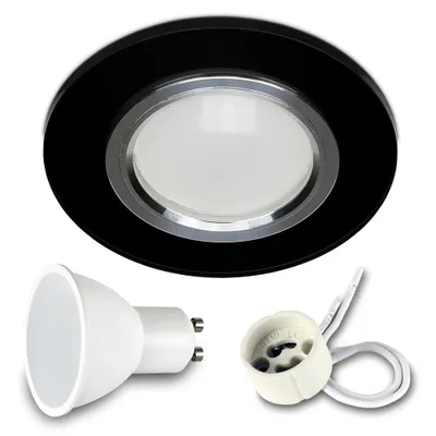 Produktbild von 1x Einbauspot SET LED 230V IP44 RIK.8 schwarz GU10 7W warmweiss