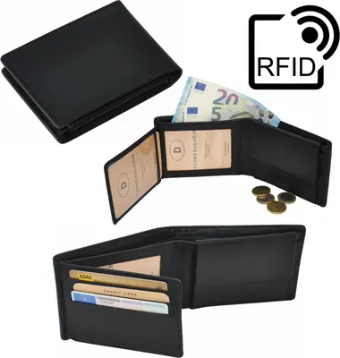 Produktbild von RFID Portemonnaie Geldbörse Geldbeutel Herren Schwarz Leder
