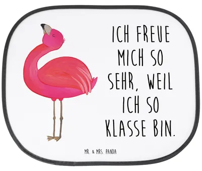 Produktbild von Mr. & Mrs. Panda Auto Sonnenschutz Flamingo Stolz - Weiß - Geschenk, Sonnenblende, Freundin, Seitenscheibe, Selbstliebe, Autosonnenschutz, Freude, für