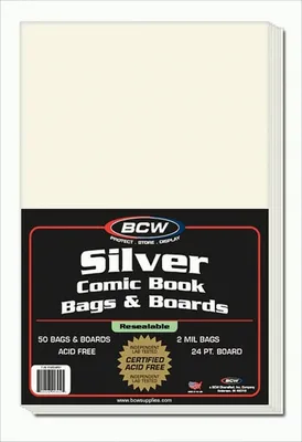 Immagine prodotto di Bcw sacchetti e cartoncini richiudibili per fumetti in argento (50 ct.)