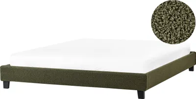 Zdjęcie produktu dla BELIANI Łóżko ciemnozielone tapicerowane boucle 180 x 200 cm dwuosobowe ze stelażem bez zagłówka
