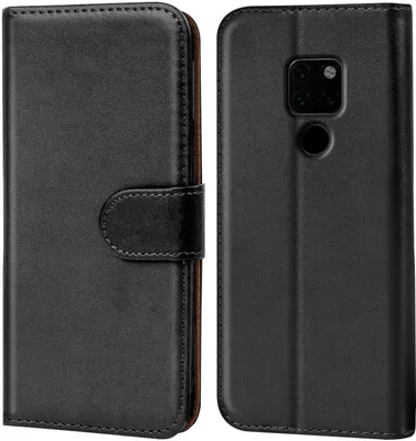 Produktbild von Conie Klapp Tasche für Huawei Mate 20 Kartenfach Rundumschutz Hülle in Schwarz