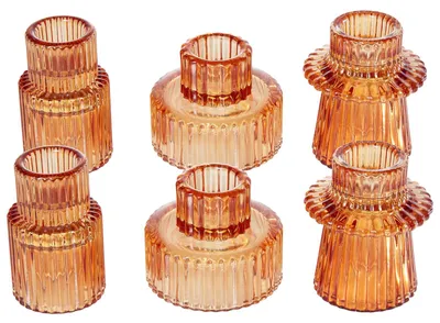 Immagine prodotto di Portacandele Bezura, portacandele conico in vetro, portacandele per candeline votive, candela