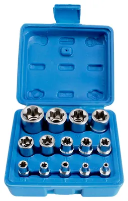 Obrázok produktu pre Sada nástrčných hlavíc - kľúčov E-TORX E4 - E24, 1/4'', 3/8'', 1/2'', 14ks