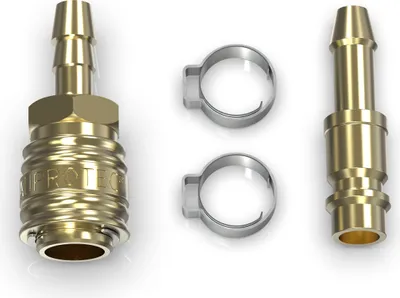 Immagine prodotto di Set di raccordi per aria compressa AUPROTEC con raccordo in ottone da 8 mm + boccola + fascette