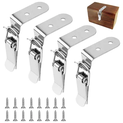 Produktbild von 4-teiliges Edelstahl-Zylinderschloss-Set, 90-Grad-Kastenschloss, Werkzeugkastenschloss, Zylinderschloss für Schränke, Koffer, Kisten und Schränke, Entenschnabelschloss