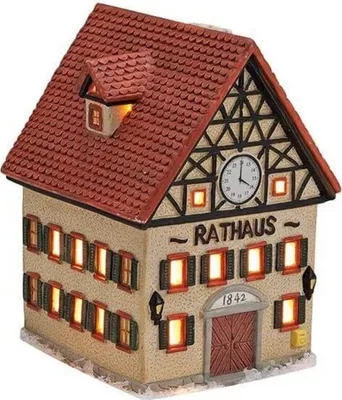 Produktbild von Wurm-Windlichthaus Rathaus aus Porzellan, B10 x T9 x H13 cm