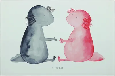 Produktbild von Mr. & Mrs. Panda Hackbrett Axolotl Liebe - Weiß - Geschenk, Lurch, Schneidplatte Glas, Valentinstag, Schneidbrett, Küchenbrett, Schwanzlurch, schneidunterlage