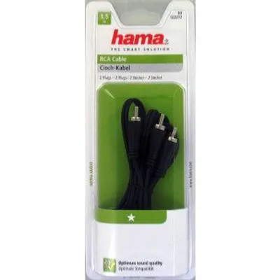 Obrázek produktu pro Hama Cinch Stereo, 2 x RCA, Samec, 2 x RCA, Samec, 1,5 m, Černá