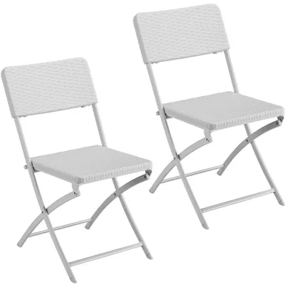 Immagine prodotto di Set 2 Sedie da Giardino Pieghevoli in Polyrattan Bianco