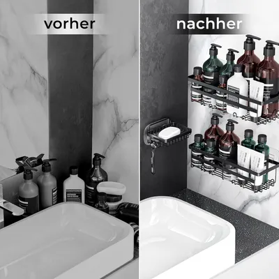 Produktbild von Badkamerrek aus Edelstahl - Badezimmer-Set - 3-teilig - Schwarz - Bohrlos