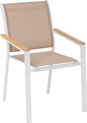 Produktbild von Stapelbarer gartensessel "essentia" weißes leinen aus epoxybehandeltem aluminium - Hespéride