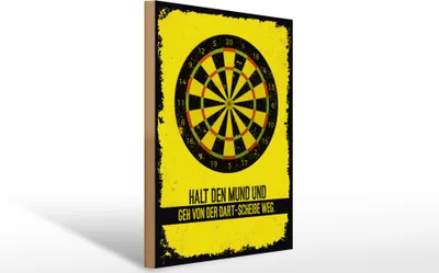 Produktbild von Holzschild Halt den Mund und geh vorm Dart weg, 40x30 cm, Holzschilder Spruch Sport Hobby