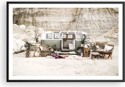 Produktbild von Gerahmtes Poster - Schwarzer Rahmen - Wohnmobil Boho Möbel - 91,5x61 cm - Wand Bild - Wanddeko - Wandbilder - Kunstposter - Wandposter - Bilderrahmen - Bilder - Kunstdruck - P2BAA91x61-4542