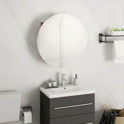 Produktbild von Maison Exclusive - Badezimmerschrank mit Rundem Spiegel & LED Eichen-Optik