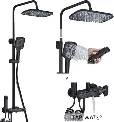 Produktbild von Duscharmatur-Set, Oberbrause, Handbrause, Bidet, Schwarz ohne Anzeige
