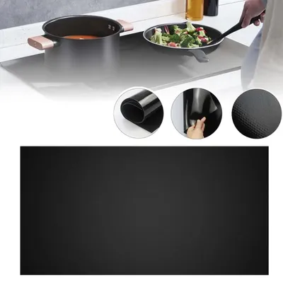Image de Protection pour plaques de cuisson à induction - Couvercle en silicone - Protection contre la chaleur - Forme carrée - Couleur noire - Taille M