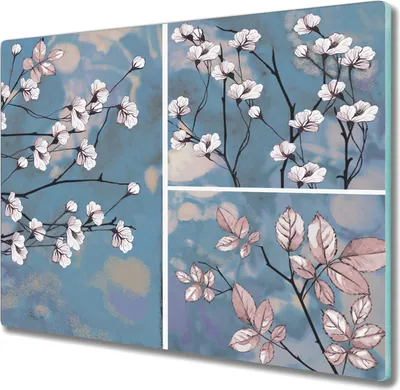 Produktbild von Coloray Kochplattenabdeckung Herdabdeckplatte 60x52 cm Hackbrett Schneidebrett Küchenbrett - Blumen Branchen
