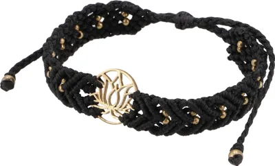 Produktbild von Goa Armband, Makramee, Festival Armband - Lotus/schwarz Modell 20, Baumwolle,Messing,Baumwollfäden, 24*2*0,5 cm, Armreifen & Armbänder Modeschmuck