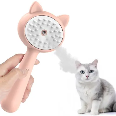 Immagine prodotto di Spazzola per gatti con serbatoio dell'acqua, autopulente, con funzione spray, color rosa