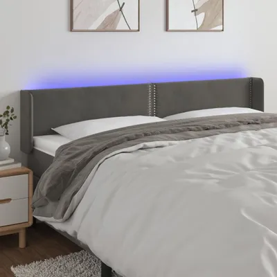 Produktbild von Design Möbel LED Kopfteil Dunkelgrau 163x16x78/88 cm Samt - 2024 Neu