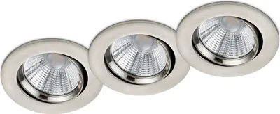 Produktbild von 3 runde LED Einbaustrahler Decke Ø 8,5cm schwenkbar dimmbar Nickel matt 5,5W