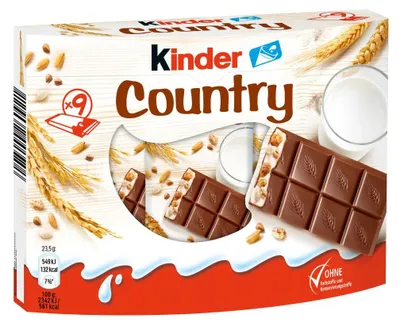 Produktbild von Ferrero Kinder Country, Milchschokolade, 211 g, Schokolade, Milch, 1675 kJ, 400 kcal, 0,7 g