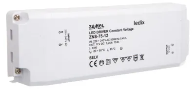 Productafbeelding van Slanke LED-voeding, 12V DC, 75W, modelnummer ZNS-75-12, artikelnummer LDX10000141