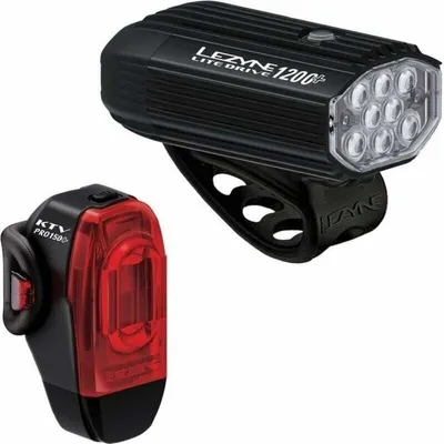 Produktbild von Lezyne Lite Drive 1200+/KTV Drive Pro+ Pair Satin Black/Black Front 1200 lm / Rear 150 lm Fahradlichterset