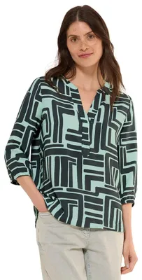 Immagine prodotto di Camicia morbida a maniche lunghe, con scollo a V e motivo stampato, color grigio-kaki, taglia M