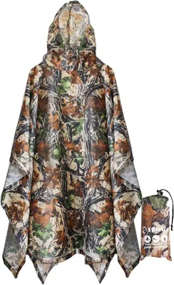 Productafbeelding van Multifunctionele regenomhangponcho met capuchon, waterdichte regenjas, tentonderlegger, zonweringzeil, perfect voor outdoor-activiteiten