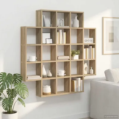 Zdjęcie produktu dla Maison Exclusive - Półka ścienna Sonoma, dąb, 100 x 13 x 100 cm, płyta wiórowa