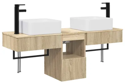Produktbild von vidaXL Badezimmermöbel-Set 3 stk. Sonoma-Eiche Holzwerkstoff