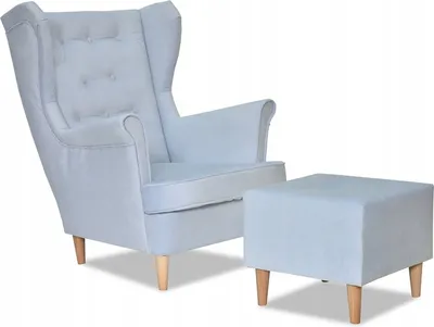 Produktbild von Family Meble Ohrensessel mit Hocker Diana Relaxsessel Skandinavisch Bequemer Sessel Loungesessel Fernsehsessel Wohnzimmer Schlafzimmer Büro (AMORE 20)