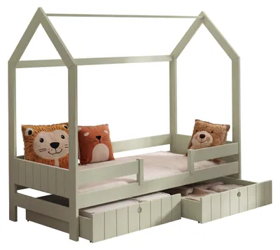 Produktbild von MIRJAN24 Kinderbett Naomi 80, Kinderzimmer Bett mit Lattenrost, Holzkonstruktion (Farbe: Olivgrün, Größe: 80x180 cm)