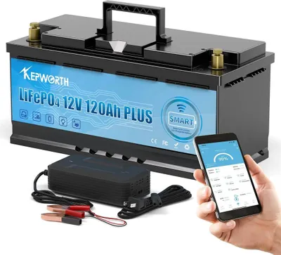 Image de Batterie LiFePO4, plusieurs options de tension, longue durée de vie, 12 V 120 Ah Bluetooth
