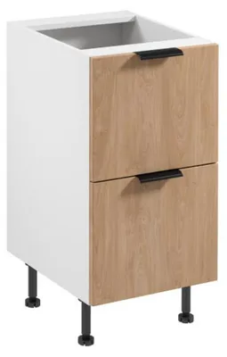 Produktbild von Küchenschrank Schubladenschrank Küchenmodul mit 2 Schubladen Weiß-Beige