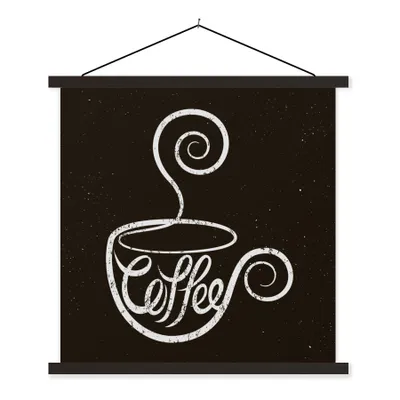 Produktbild von MuchoWow® Textilposter Kaffee - Zitate - Vintage - Kreidetafel - Sprüche 120x120 cm mit schwarzem Rahmen - Aufhängungsset