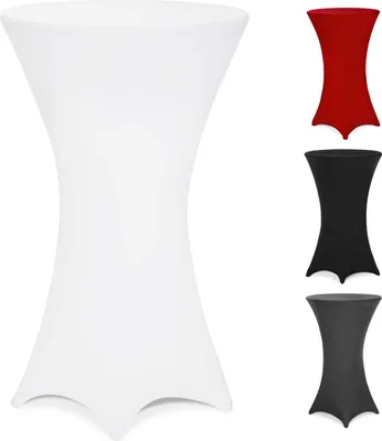 Produktbild von DEUBA® Stehtisch Hussen 80-85 cm Weiß Verstärkter Fußbereich 30°C Waschbar Ø60-65/70-75/80-85cm Viele Farben Stehtischhusse Stretch Überzug Hochzeit