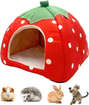 Image de Maisonnette douillette pour cobayes et lapins - lavable - 26 x 26 x 24 cm - en peluche - avec coussin