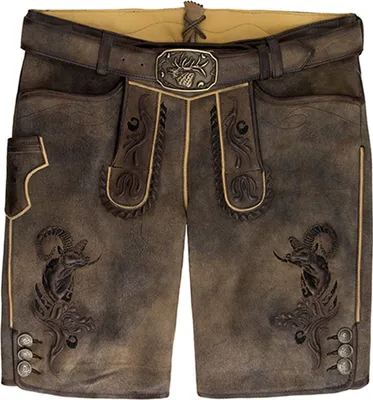 Produktbild von Desperado Herren Trachtenhose Lederhose kurzhose Ziegenvelour bestickt, Größe:52/L, Farbe:Caribo