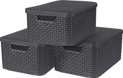 Produktbild von Úložné boxy Curver s vekom Style 3 ks. Veľkosť M antracit