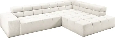 Produktbild von KAWOLA Sofa NEVADA Ecksofa Feincord weiß Recamiere rechts