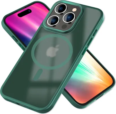 Produktbild von MagSafe Hülle Hybrid für iPhone 15 Pro Max Frosted Hard Case Schutz Handyhülle Grün