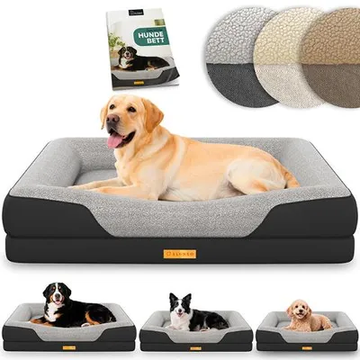 Image de Lit orthopédique pour chien ELONEO, taille L - Noir