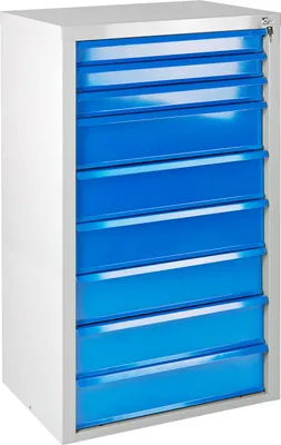 Produktbild von ADB Schubladenschrank TAUROX 9 Schubladen 70 x 120 cm (B x H) Lichtgrau / Lichtblau